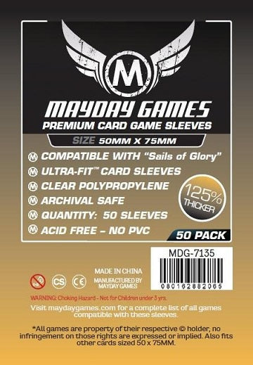 Mayday Protecteurs / Sleeves cartes 50 mm X 75mm - Paquet de 50