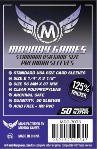 Mayday Protecteurs / Sleeves cartes 56 mm X 87 mm - Paquet de 50
