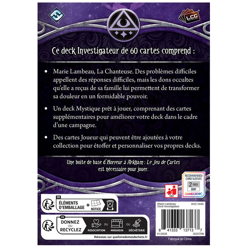 Horreur à Arkham le Jeu de Cartes - Marie Lambeau - Paquet Investigateur (FR)