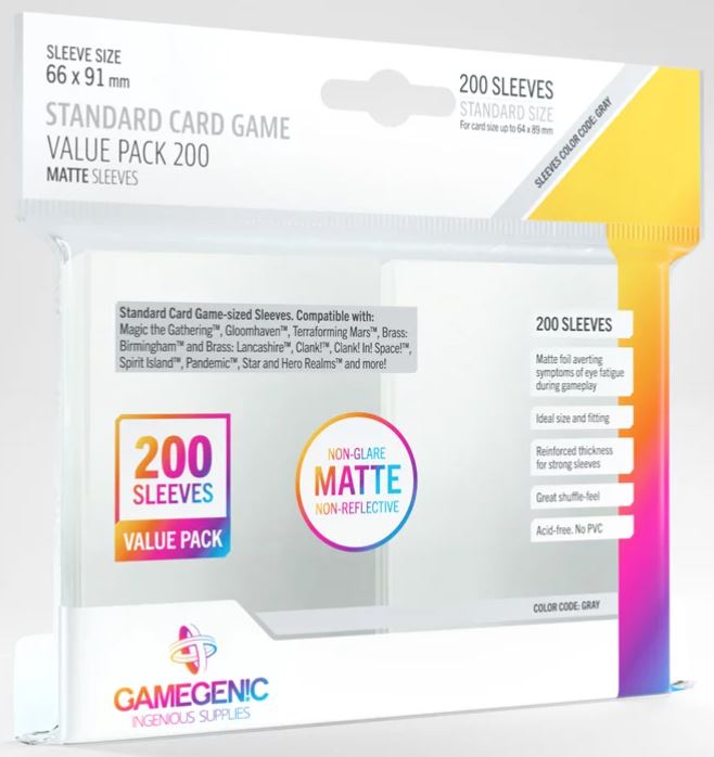 Gamegenic Protecteurs / Sleeves cartes 66 mm X 91 mm Matte Standard Card Game Value Pack- paquet 200