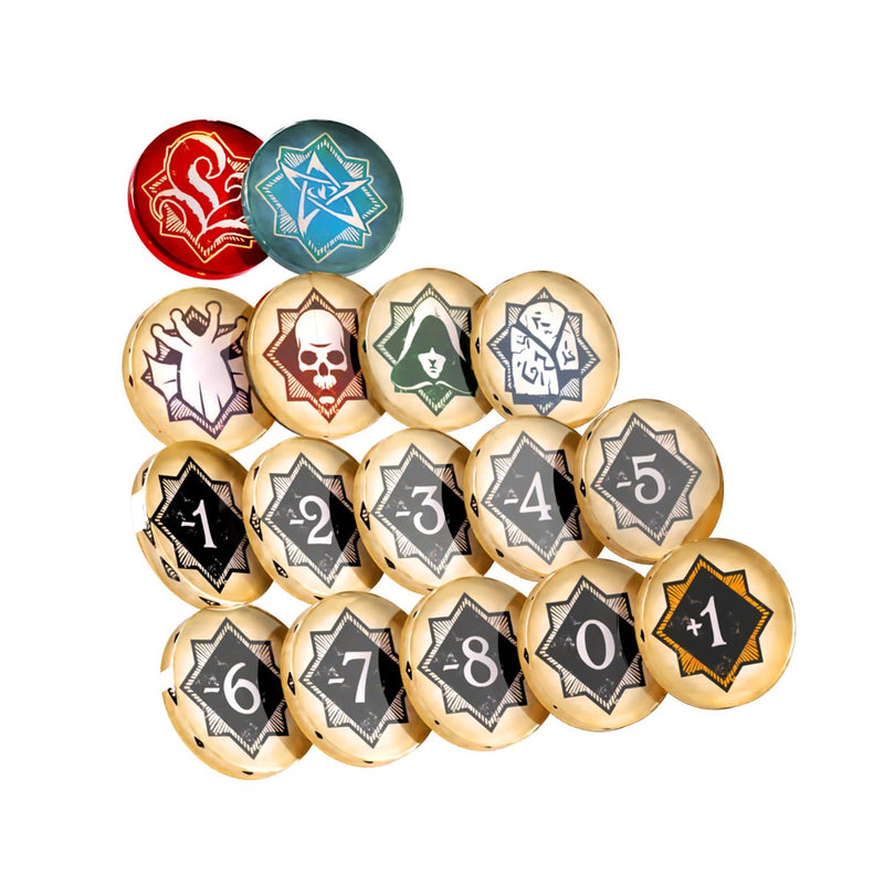 Tokens - Arkham Horror - Chaos Tokens + Token Bag