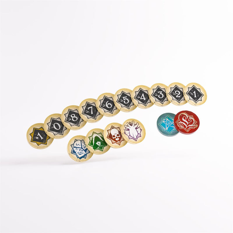 Tokens - Arkham Horror - Chaos Tokens + Token Bag