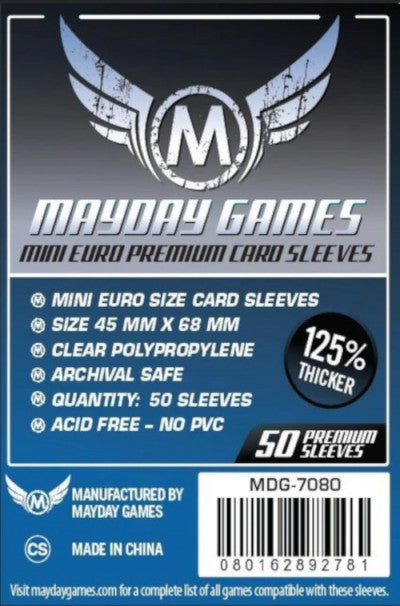 Mayday Protecteurs / Sleeves cartes 45 mm X 68mm - Paquet de 50