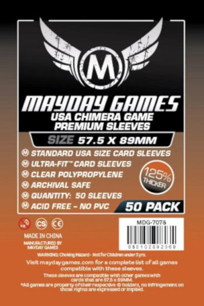 Mayday Protecteurs / Sleeves cartes 57.5 mm X 89 mm - Paquet de 50